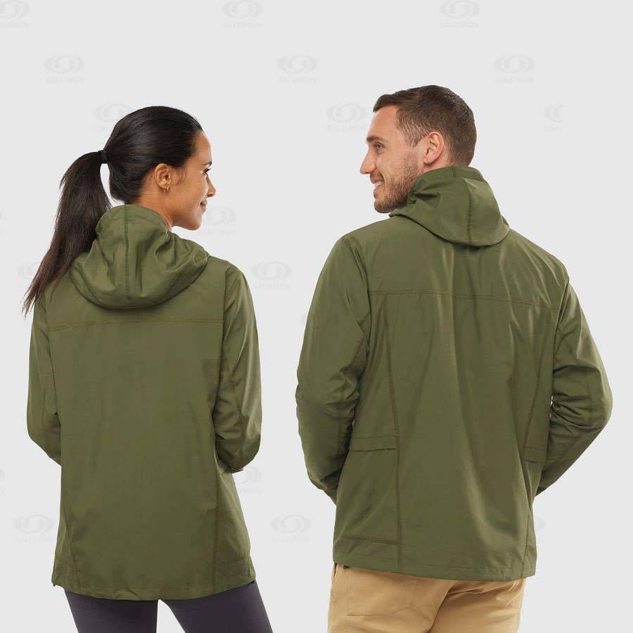 Salomon Jackets OUTLIFE PACKABLE SHELL U Women's Softshell Jackets Olive | AU-S2262