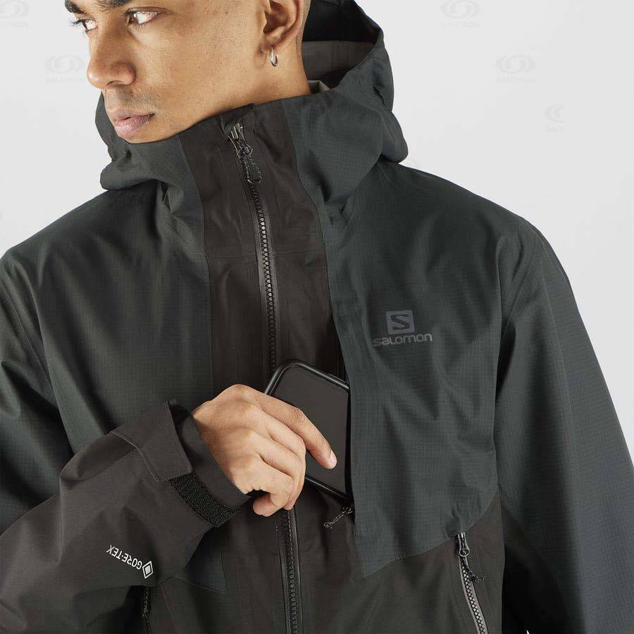 Salomon Jackets OUTLINE GORE-TEX HYBRID Men's Softshell Jackets Black | AU-M2231