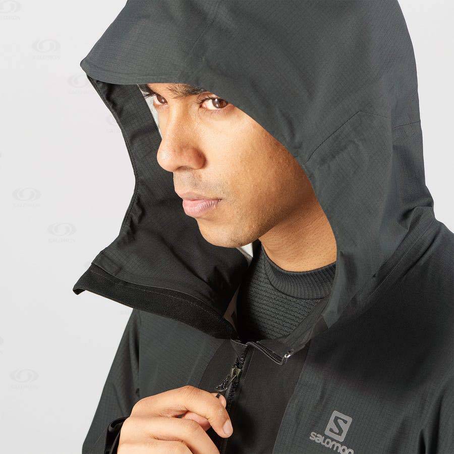 Salomon Jackets OUTLINE GORE-TEX HYBRID Men's Softshell Jackets Black | AU-M2231