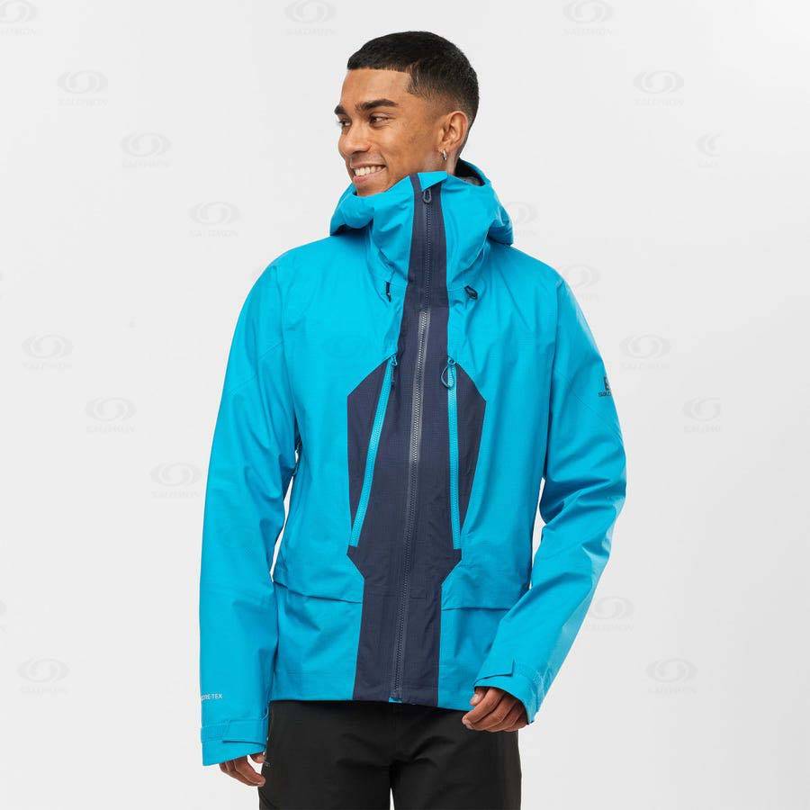 Salomon Jackets OUTPEAK GORE-TEX 3L Men's Softshell Jackets Blue | AU-L2236