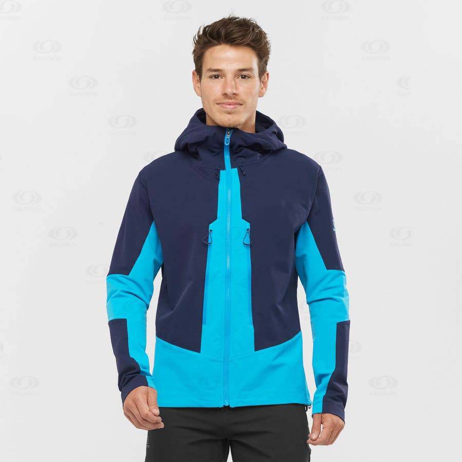 Salomon Jackets OUTPEAK SOFTSHELL Men's Softshell Jackets Blue | AU-N1204