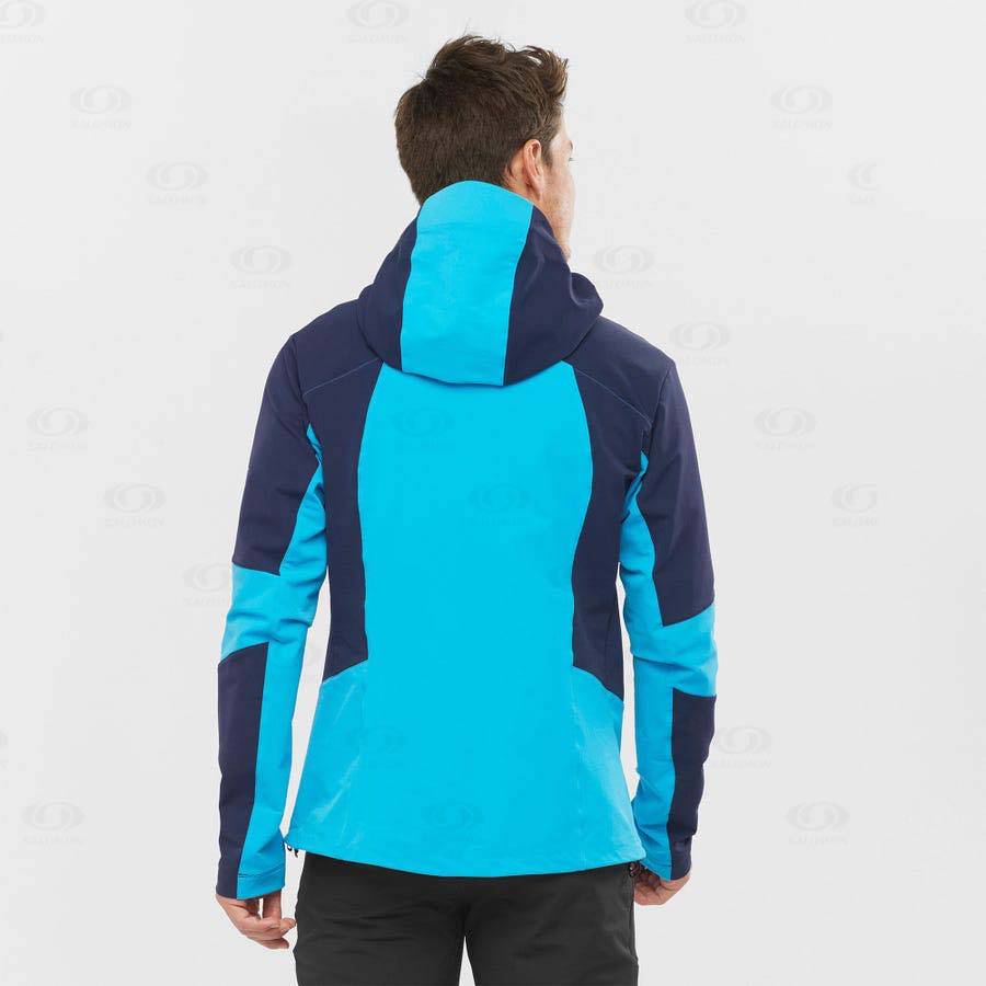 Salomon Jackets OUTPEAK SOFTSHELL Men's Softshell Jackets Blue | AU-N1204