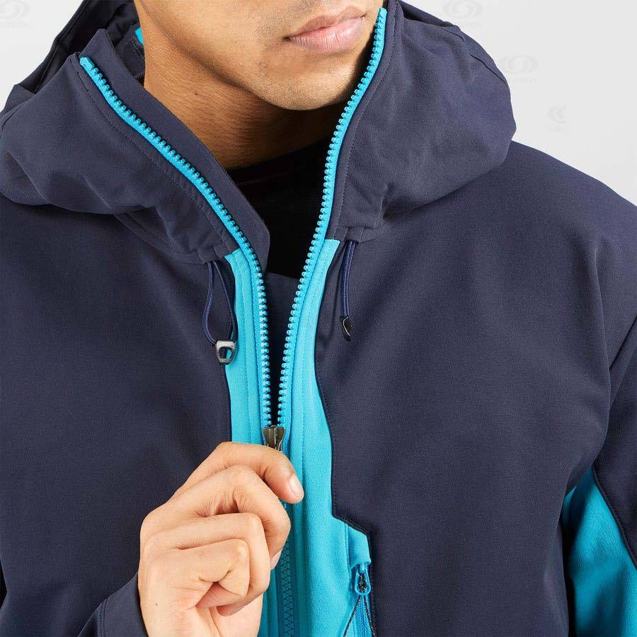 Salomon Jackets OUTPEAK SOFTSHELL Men's Softshell Jackets Blue | AU-N1204