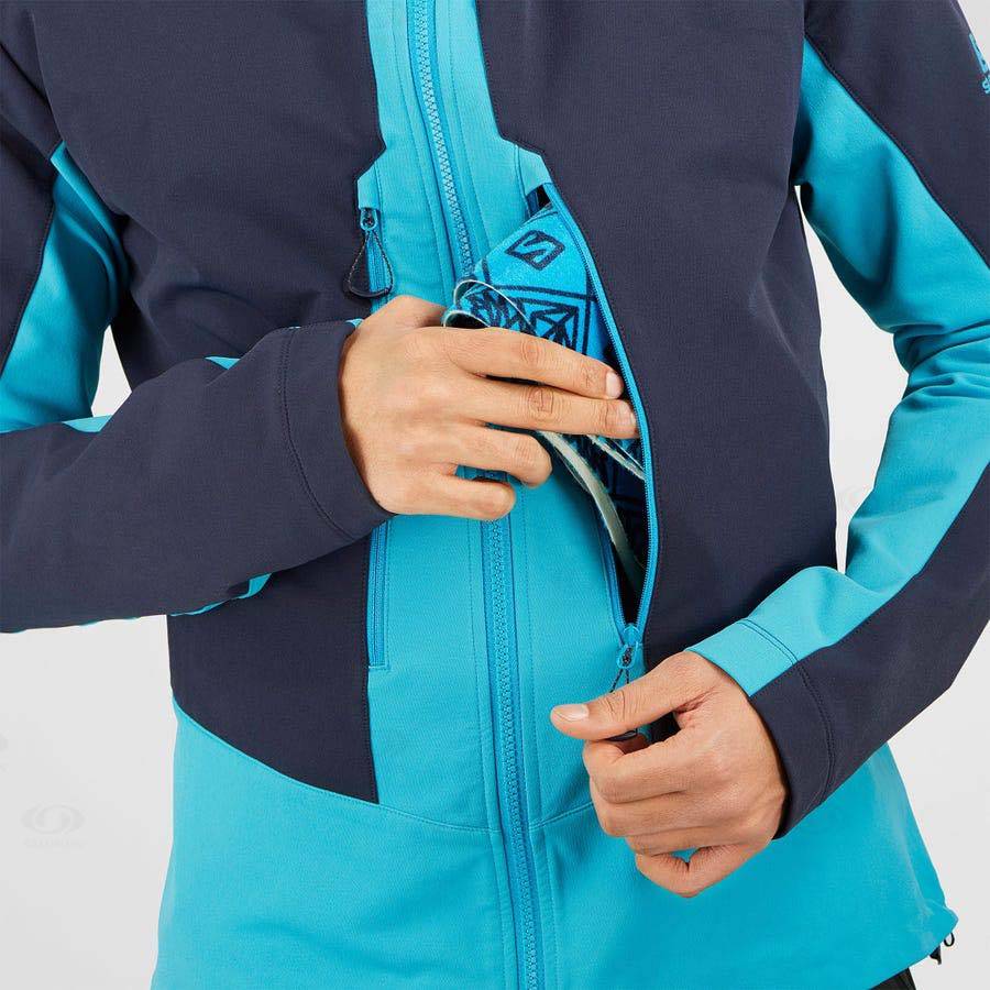 Salomon Jackets OUTPEAK SOFTSHELL Men's Softshell Jackets Blue | AU-N1204