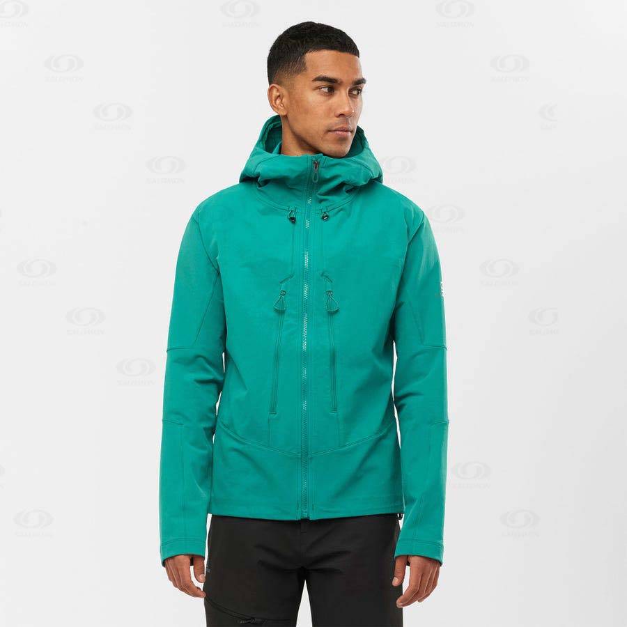 Salomon Jackets OUTPEAK SOFTSHELL Men's Softshell Jackets Green | AU-O1721