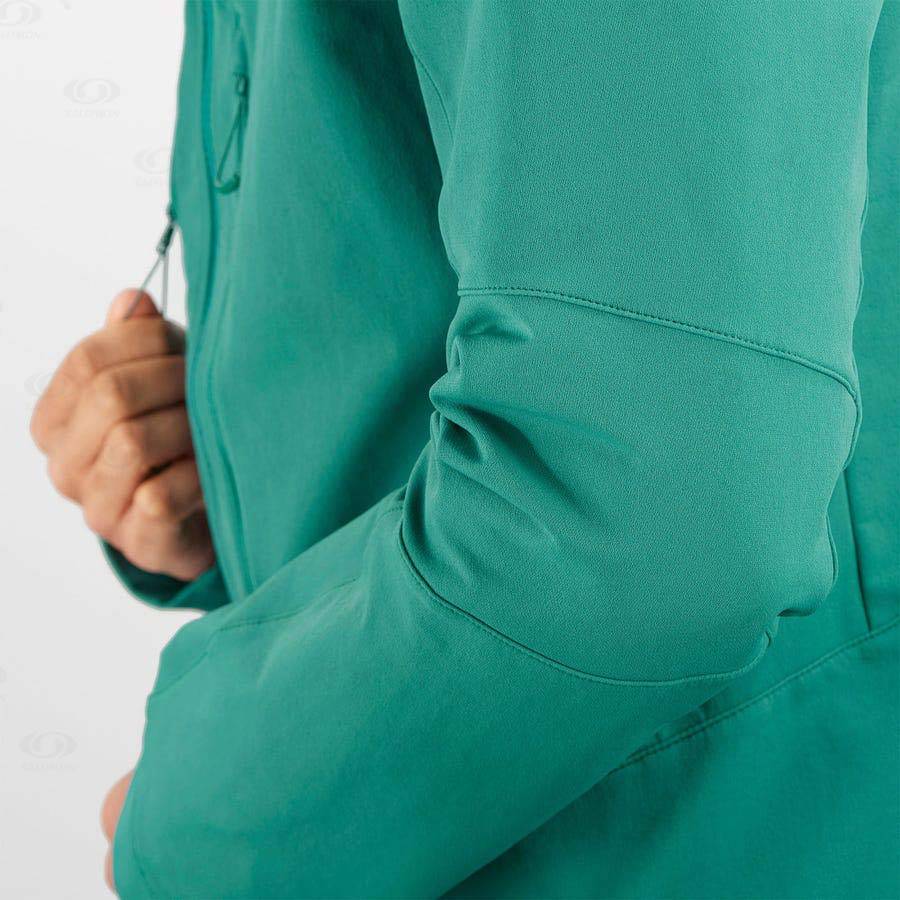 Salomon Jackets OUTPEAK SOFTSHELL Men's Softshell Jackets Green | AU-O1721