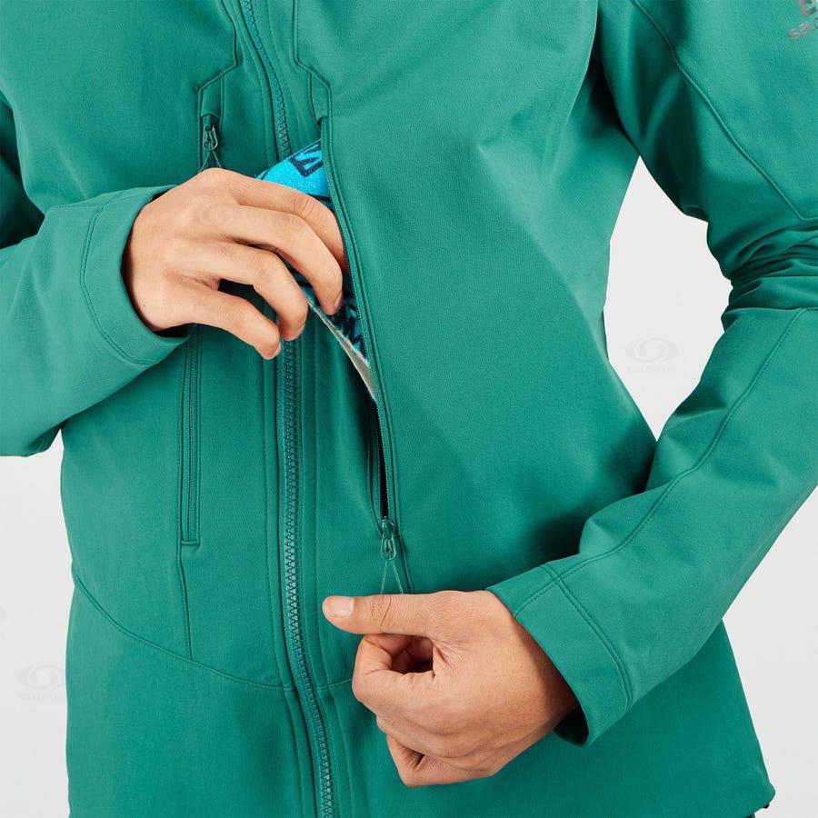 Salomon Jackets OUTPEAK SOFTSHELL Men's Softshell Jackets Green | AU-O1721