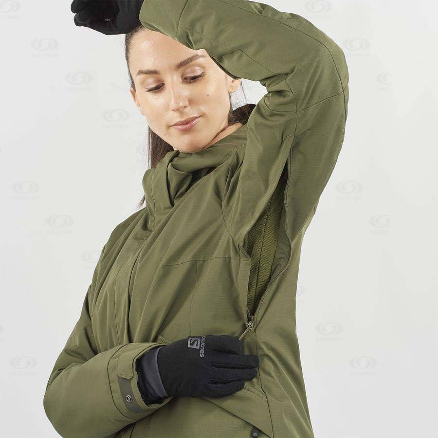 Salomon Jackets SNOW REBEL Women's Softshell Jackets Olive | AU-A2074