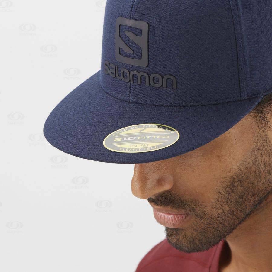 Salomon LOGO CAP FLEXFIT® Men's Hats Blue | AU-O1861