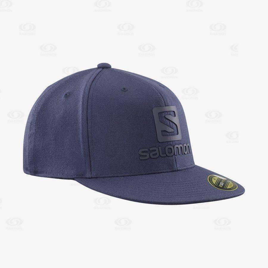 Salomon LOGO CAP FLEXFIT® Men\'s Hats Blue | AU-O1861