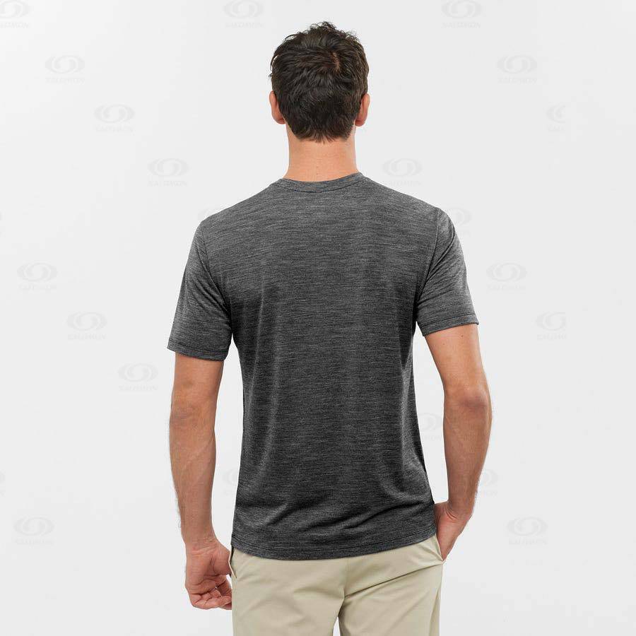 Salomon OUTLIFE MERINO BLEND Men's T Shirts Black | AU-L2467