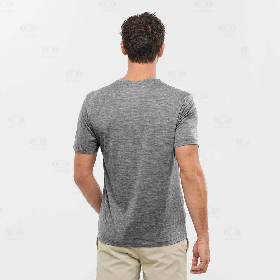 Salomon OUTLIFE MERINO BLEND Men's T Shirts Grey | AU-S1632