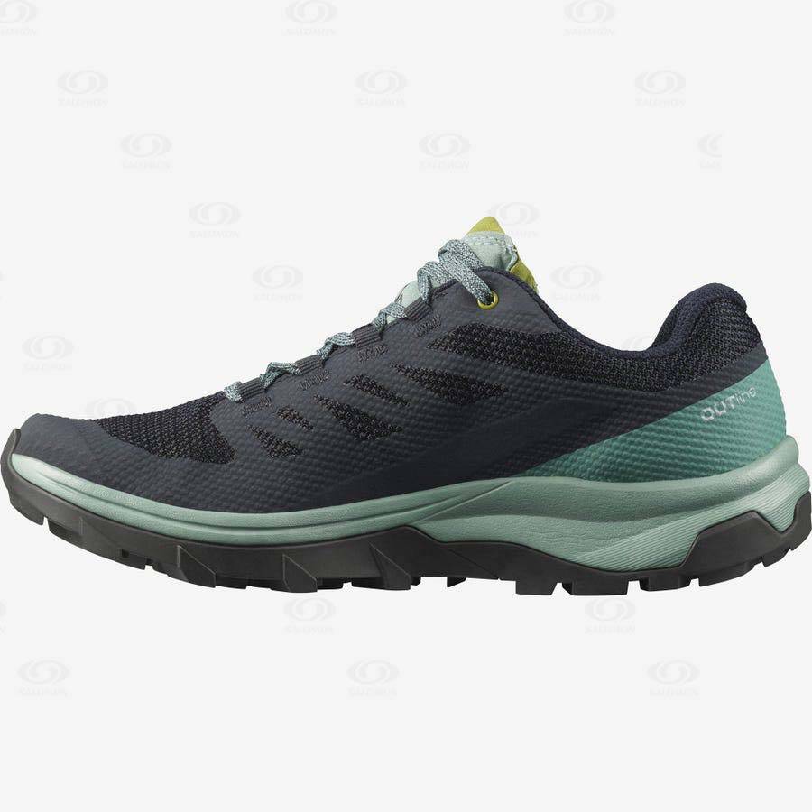 Salomon OUTLINE GORE-TEX Women's Waterproof Shoes Black / Green | AU-M2245