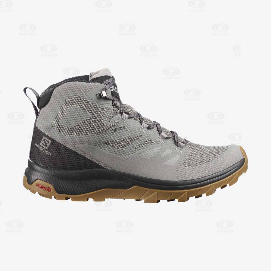 Salomon OUTLINE MID GORE-TEX Men\'s Hiking Boots Grey / Black | AU-A1843