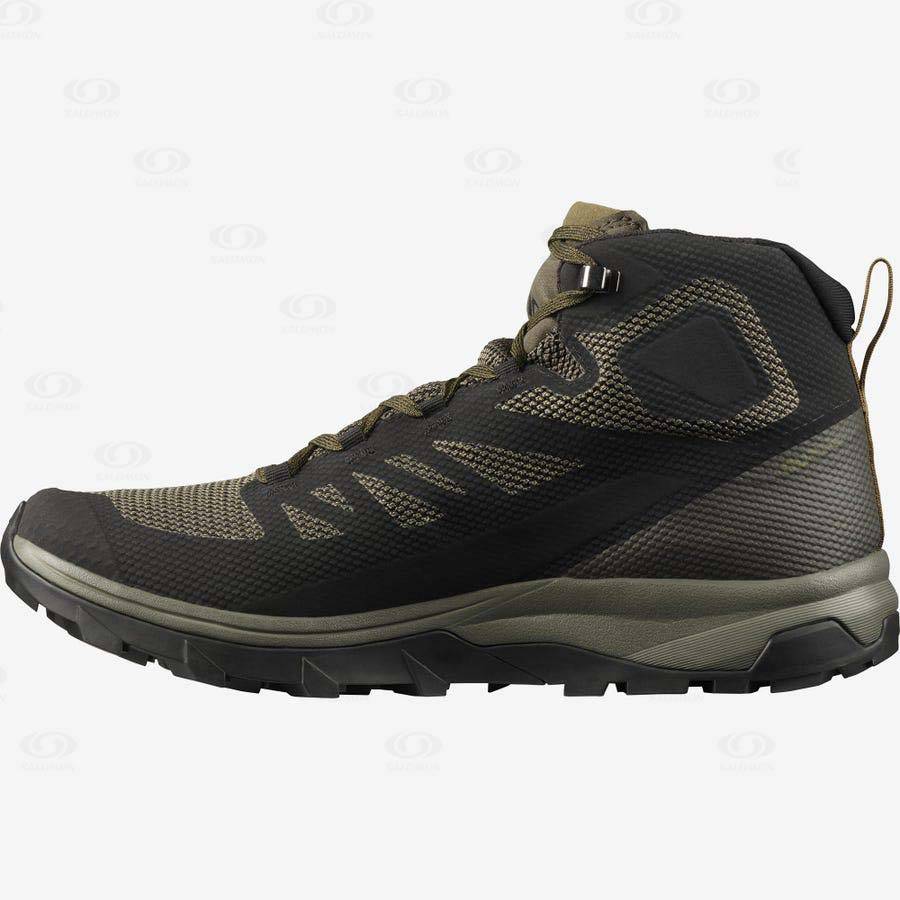 Salomon OUTLINE MID GORE-TEX Men's Hiking Boots Olive / Black | AU-M1160