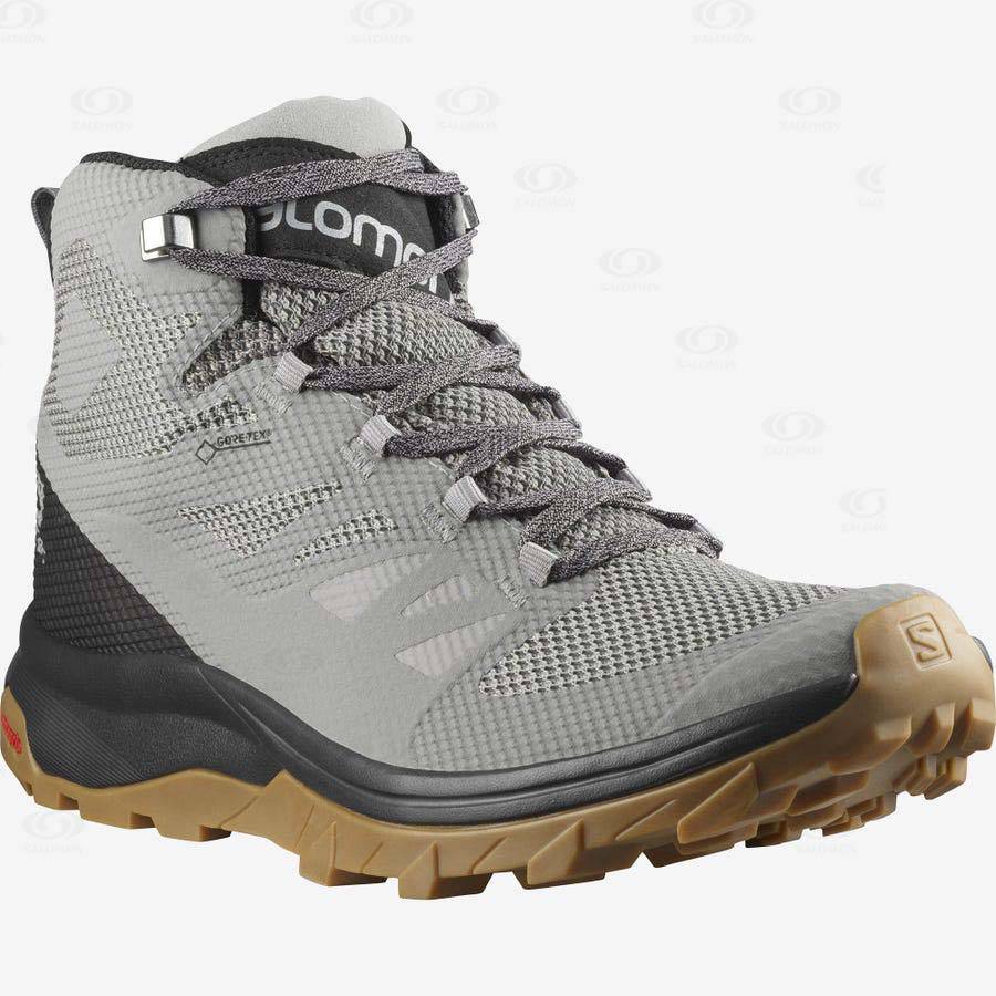 Salomon OUTLINE MID GORE-TEX Men's Waterproof Shoes Grey / Black | AU-A1220