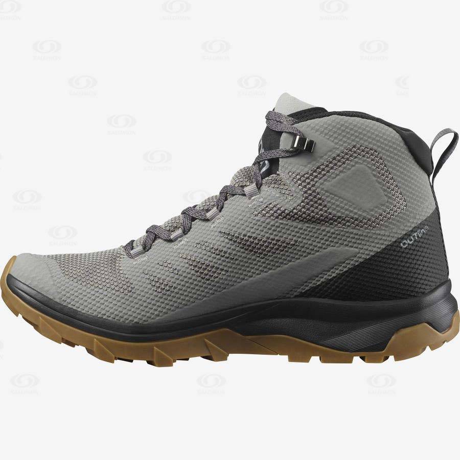 Salomon OUTLINE MID GORE-TEX Men's Waterproof Shoes Grey / Black | AU-A1220