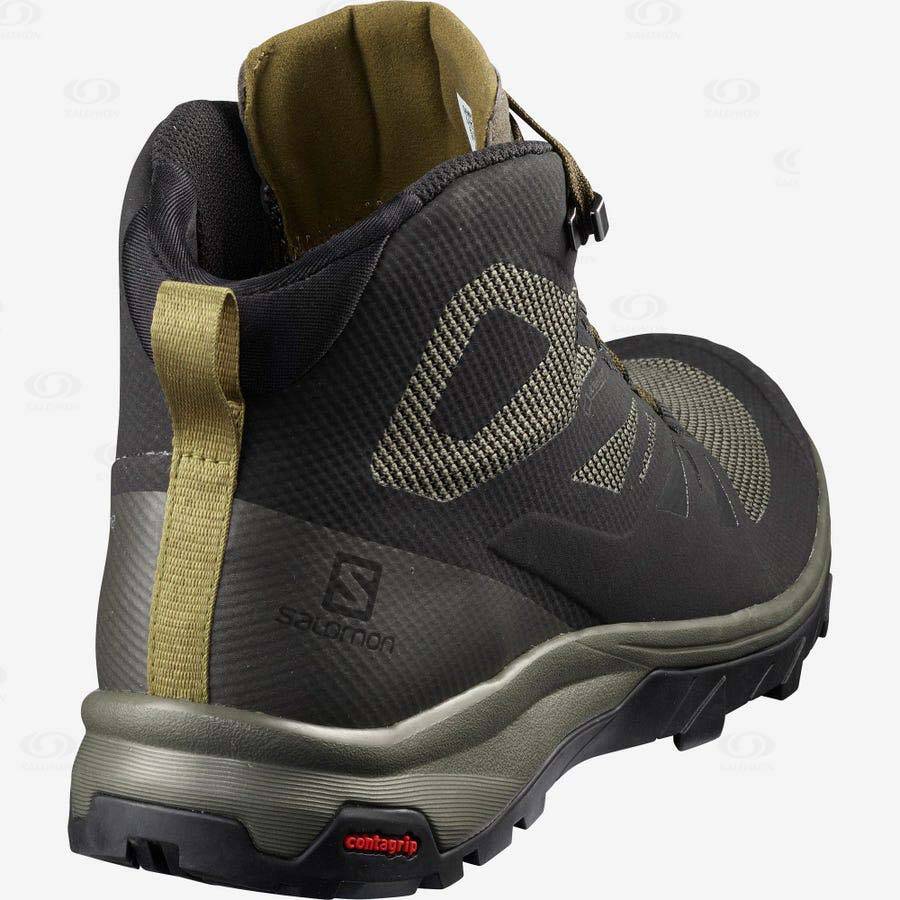 Salomon OUTLINE MID GORE-TEX Men's Waterproof Shoes Olive / Black | AU-W3870