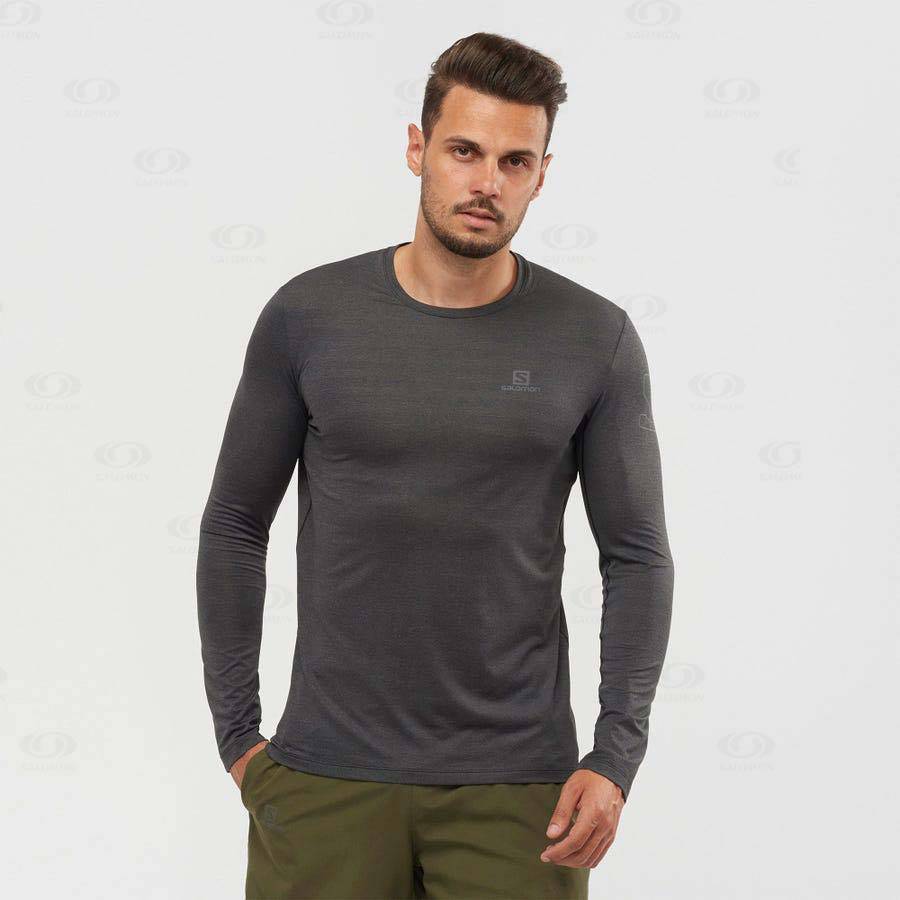 Salomon OUTLINE Men's T Shirts Black | AU-N1554