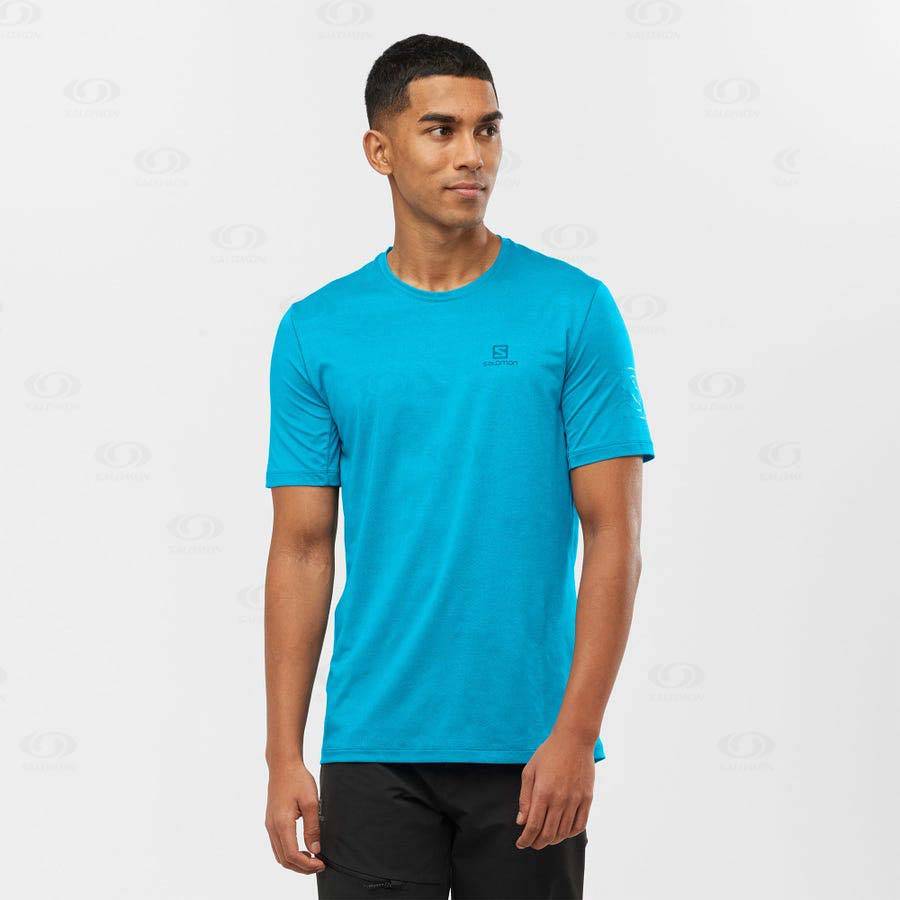 Salomon OUTLINE Men's T Shirts Blue | AU-O1406