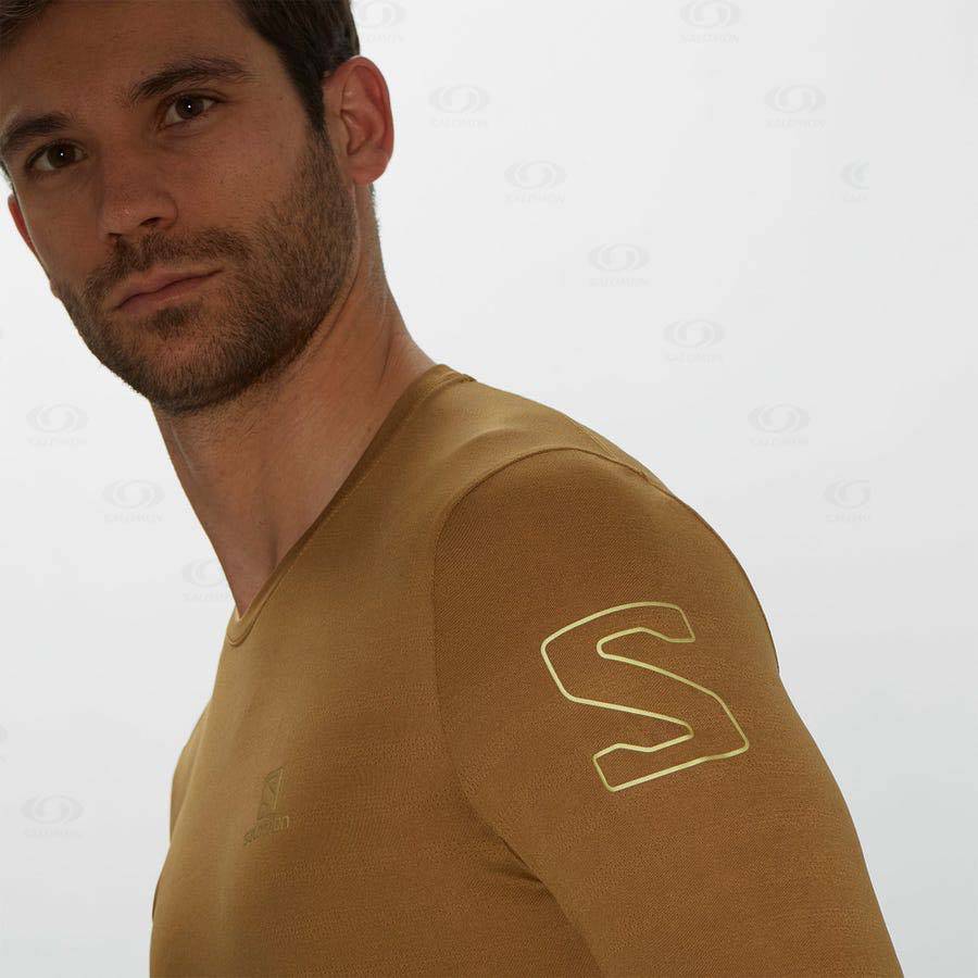 Salomon OUTLINE Men's T Shirts Yellow | AU-W1920