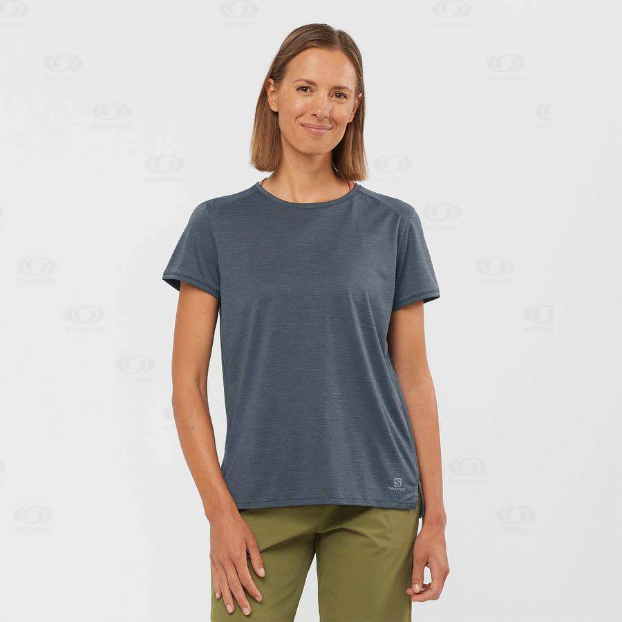 Salomon OUTLINE SUMMER Women's T Shirts Grey | AU-A2578