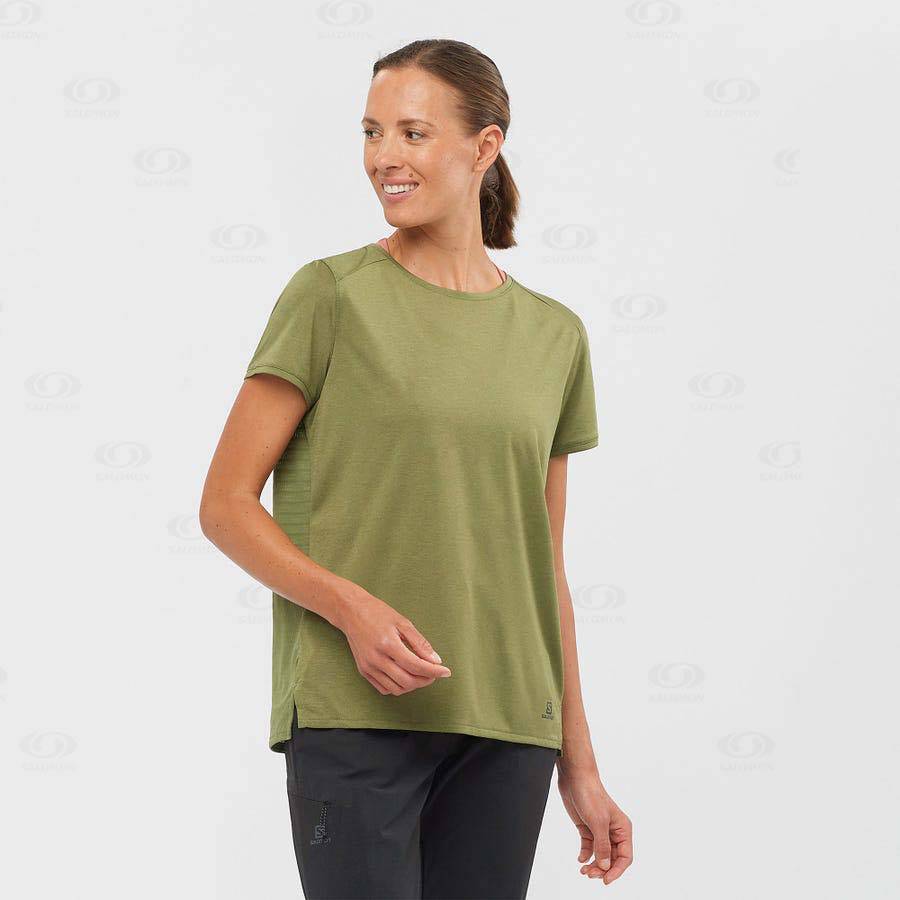 Salomon OUTLINE SUMMER Women's T Shirts Olive | AU-M1587