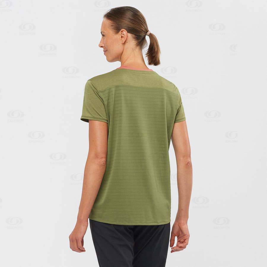 Salomon OUTLINE SUMMER Women's T Shirts Olive | AU-M1587