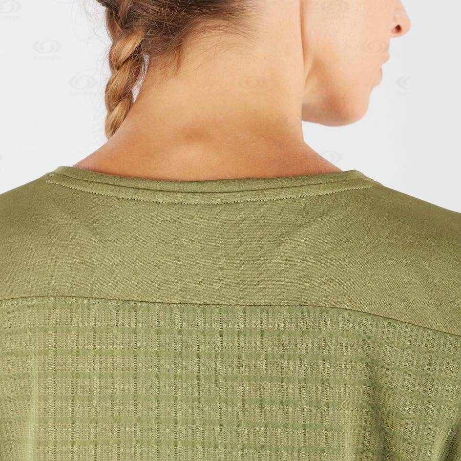 Salomon OUTLINE SUMMER Women's T Shirts Olive | AU-M1587