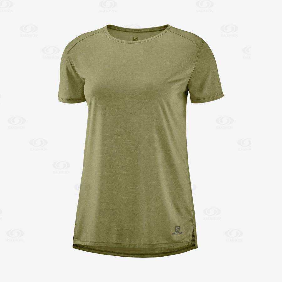 Salomon OUTLINE SUMMER Women\'s T Shirts Olive | AU-M1587