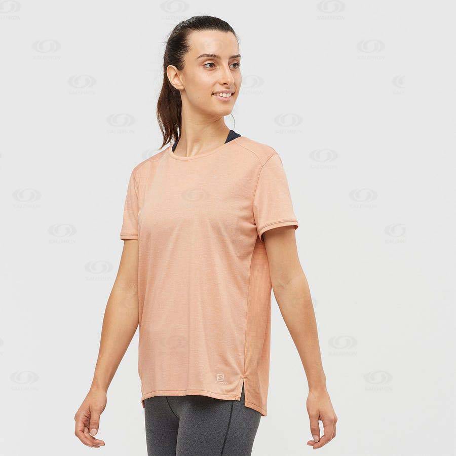 Salomon OUTLINE SUMMER Women's T Shirts Beige | AU-M2287