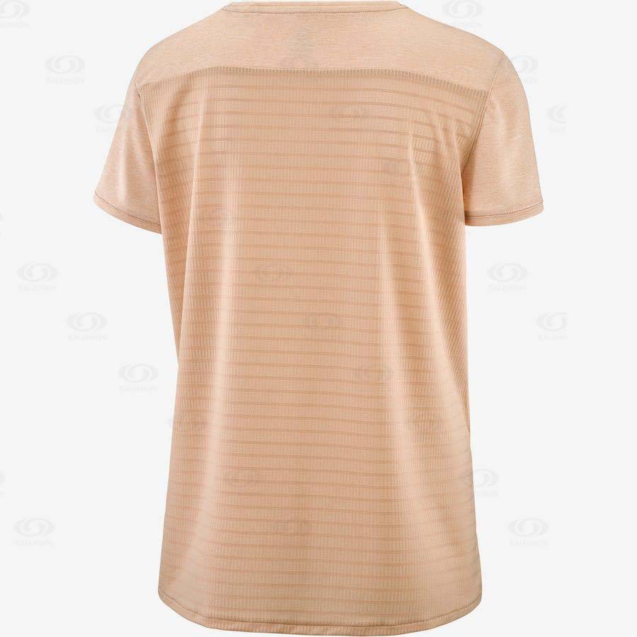 Salomon OUTLINE SUMMER Women's T Shirts Beige | AU-M2287