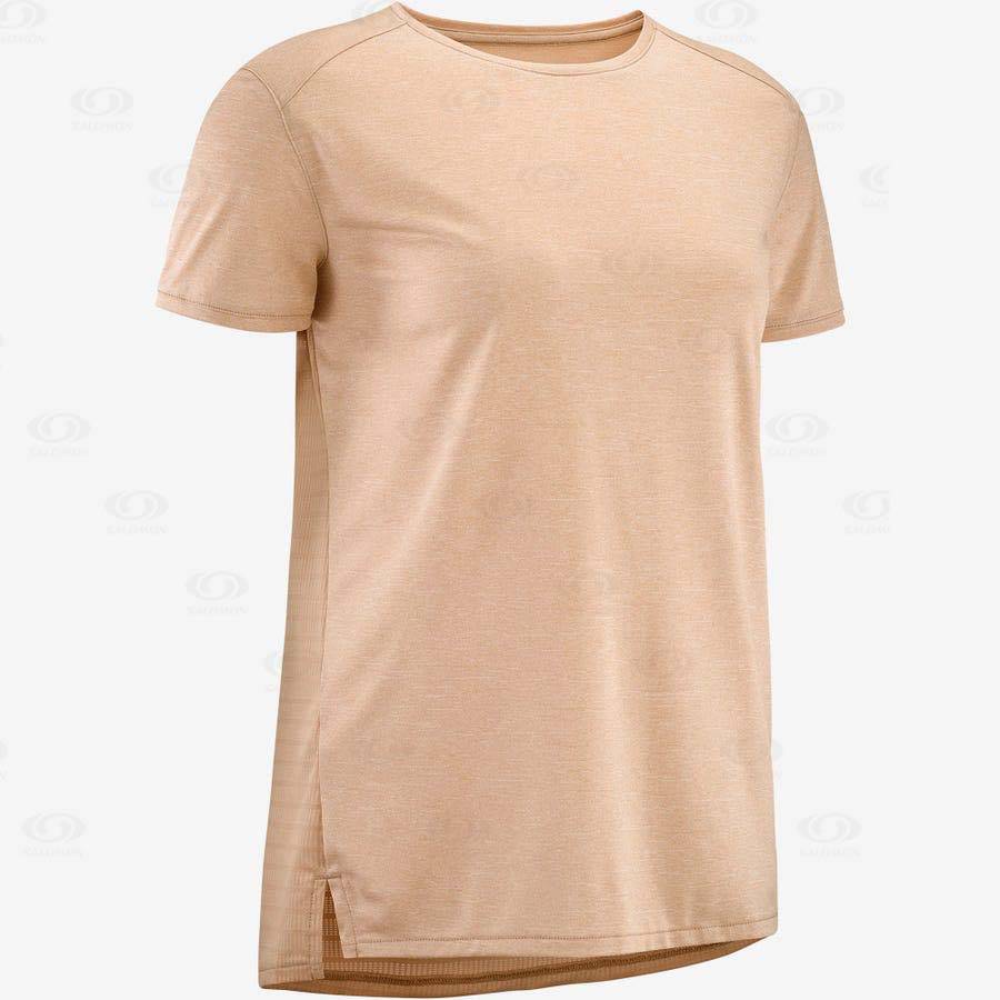 Salomon OUTLINE SUMMER Women's T Shirts Beige | AU-M2287