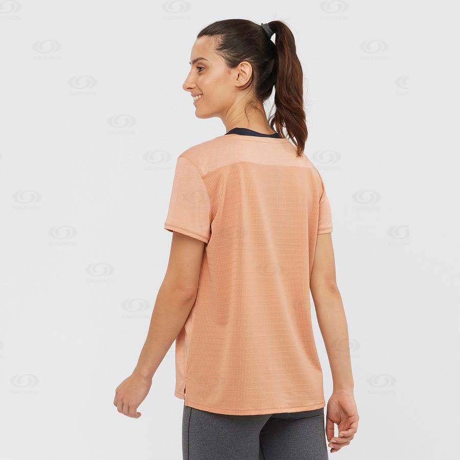 Salomon OUTLINE SUMMER Women's T Shirts Beige | AU-M2287