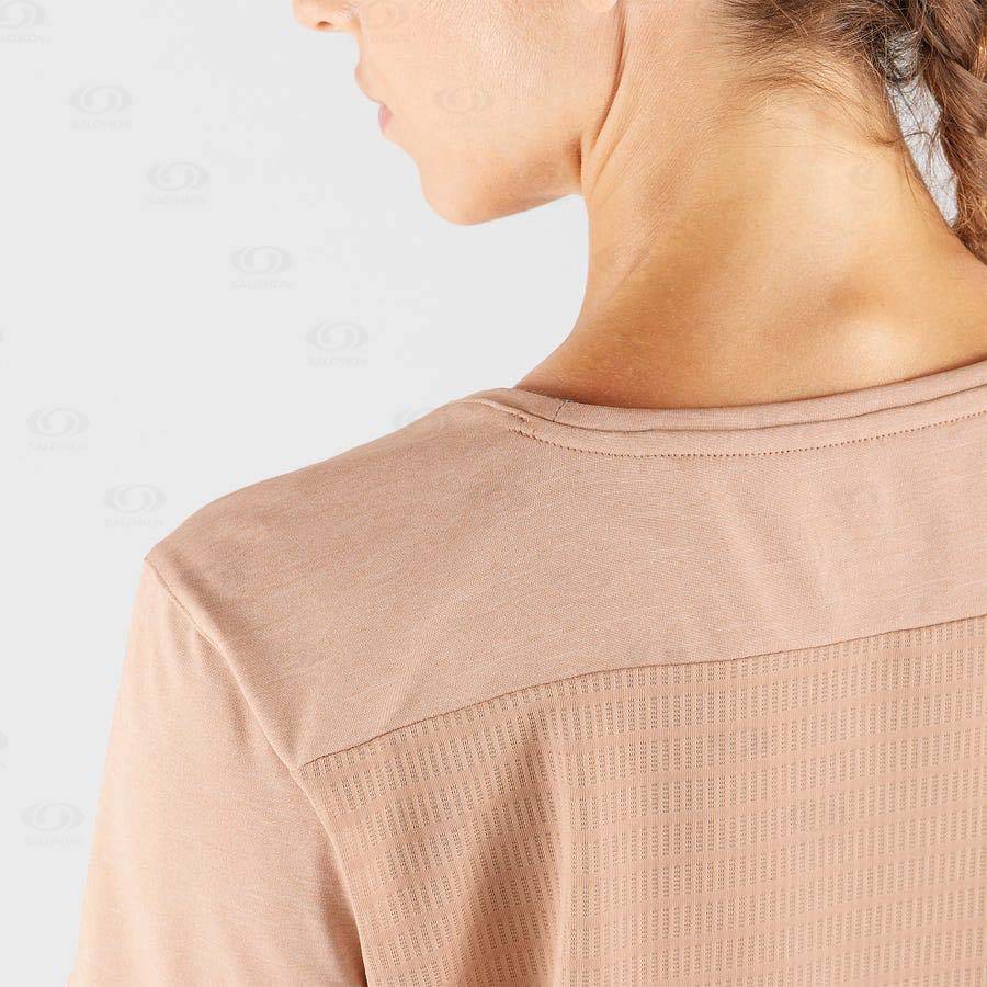 Salomon OUTLINE SUMMER Women's T Shirts Beige | AU-M2287