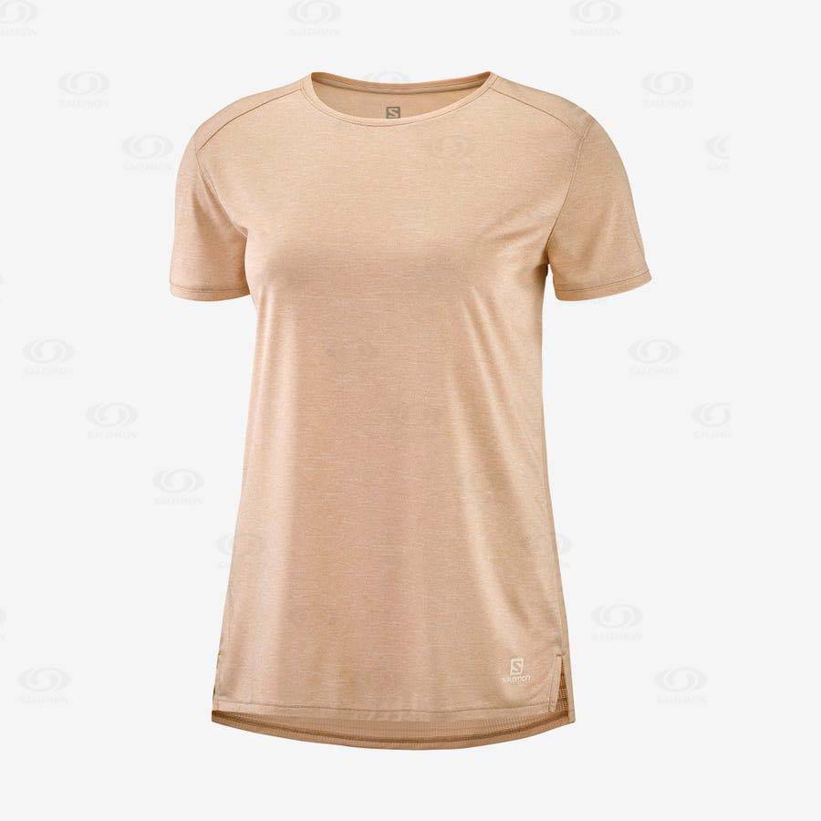 Salomon OUTLINE SUMMER Women\'s T Shirts Beige | AU-M2287