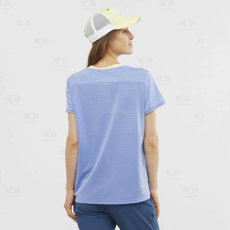 Salomon OUTLINE SUMMER Women's T Shirts Blue | AU-O1077