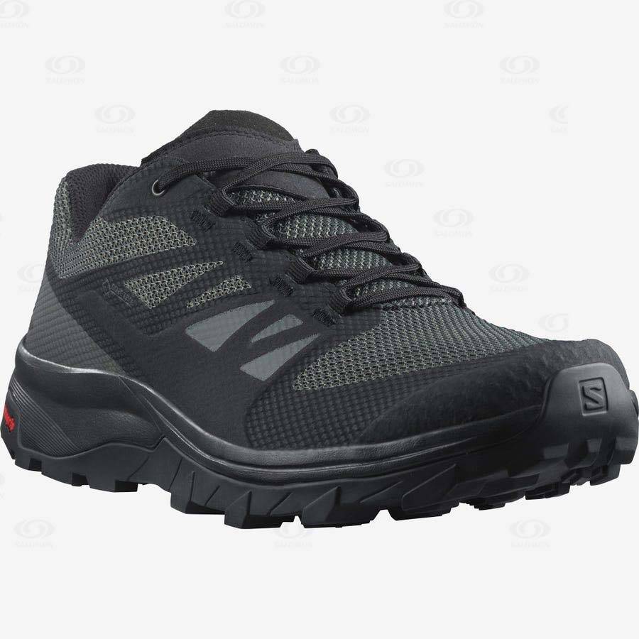 Salomon OUTLINE WIDE GORE-TEX Men's Waterproof Shoes Black | AU-W2830