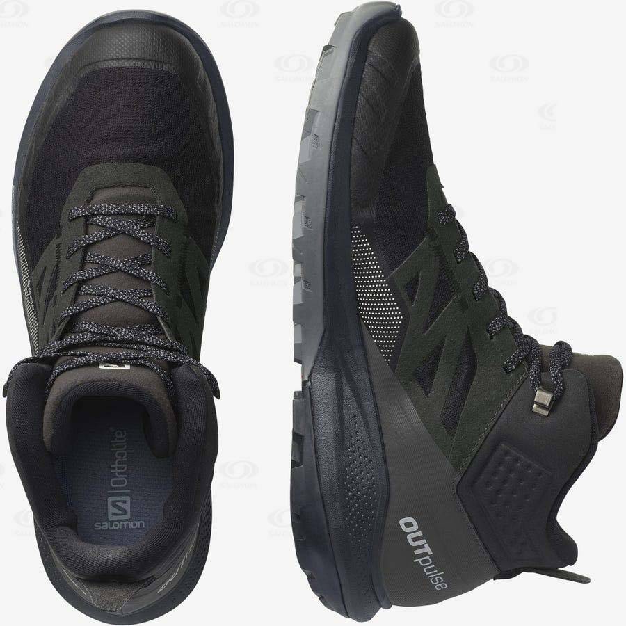 Salomon OUTPULSE MID GORE-TEX Men's Hiking Boots Black | AU-W1690