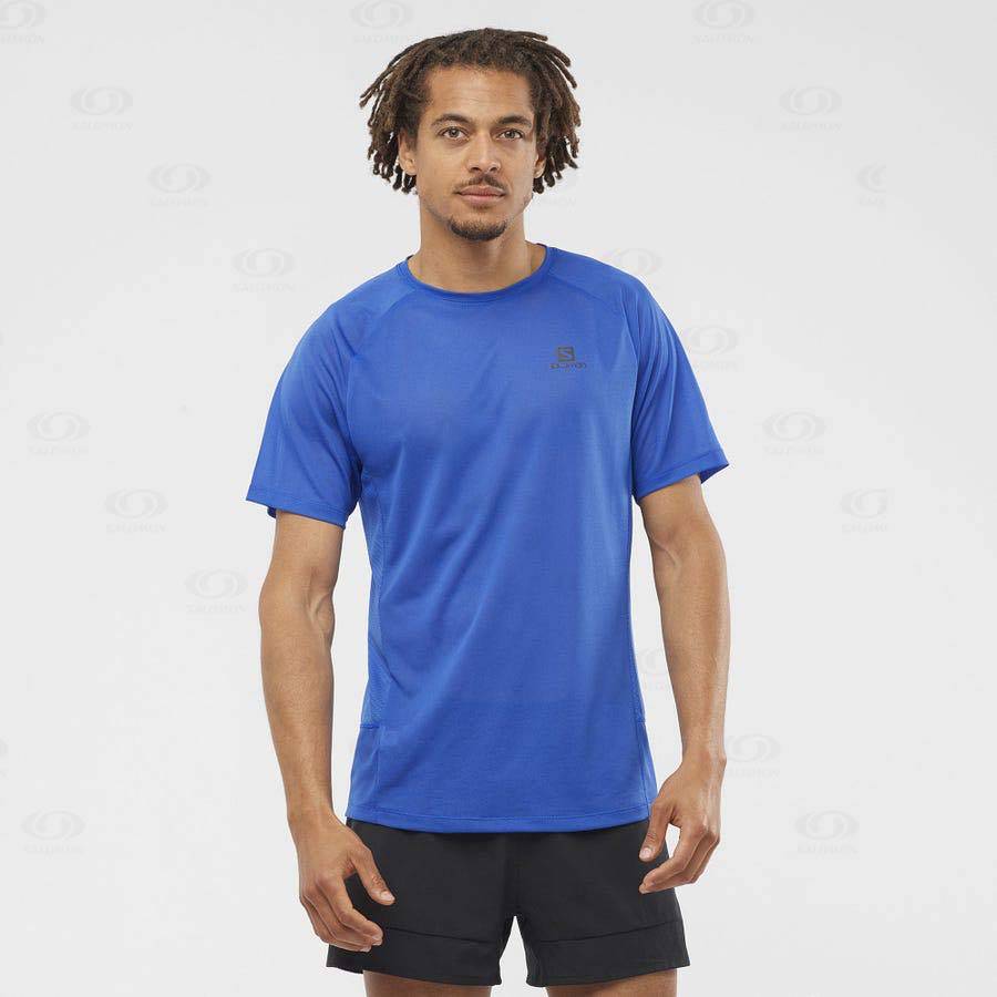 Salomon PROMO CROSS REBEL Men's T Shirts Blue | AU-O1273