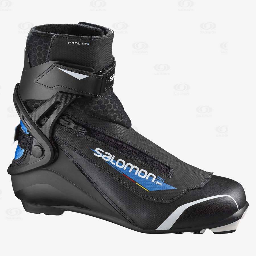 Salomon PRO COMBI PROLINK Men\'s Ski Boots Black / Blue | AU-S2255