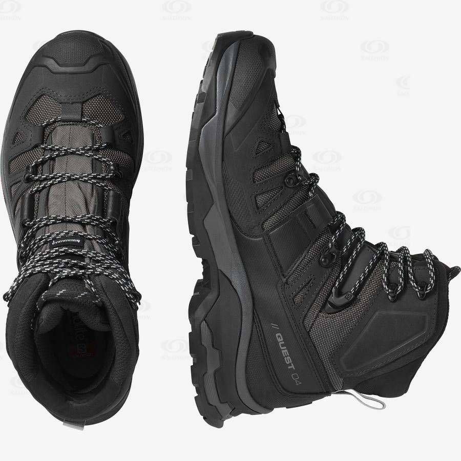 Salomon QUEST 4 GORE-TEX Men's Hiking Boots Grey / Black | AU-A1003