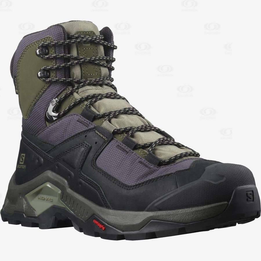 Salomon QUEST ELEMENT GORE-TEX Men's Hiking Boots Black / Olive | AU-O1754