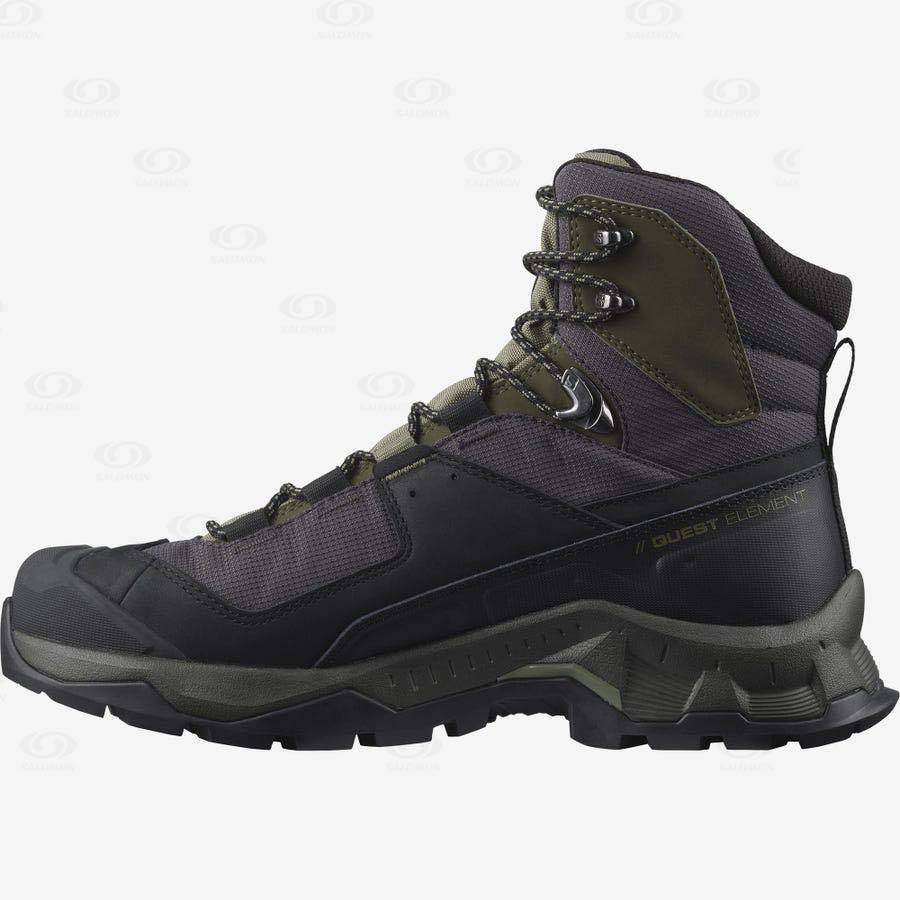 Salomon QUEST ELEMENT GORE-TEX Men's Hiking Boots Black / Olive | AU-O1754