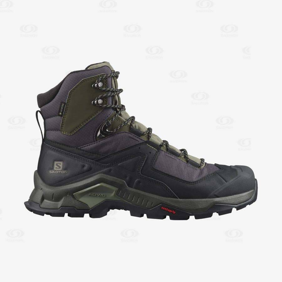 Salomon QUEST ELEMENT GORE-TEX Men\'s Hiking Boots Black / Olive | AU-O1754