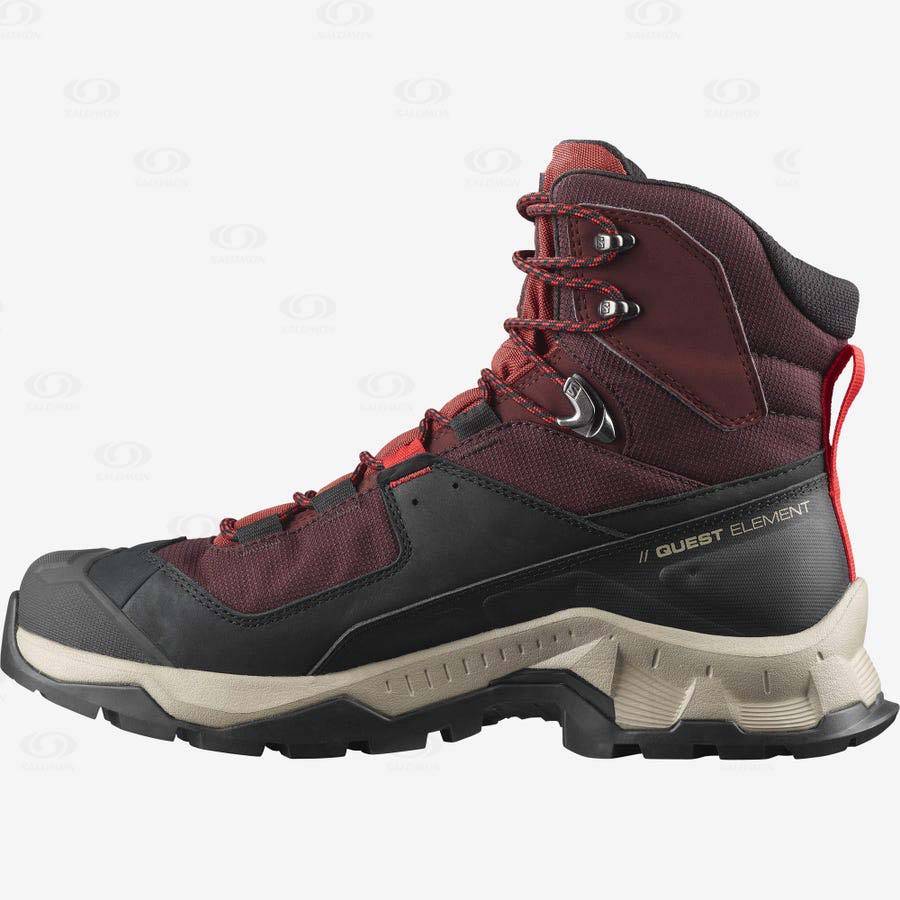 Salomon QUEST ELEMENT GORE-TEX Men's Hiking Boots Grey / Red | AU-O2503