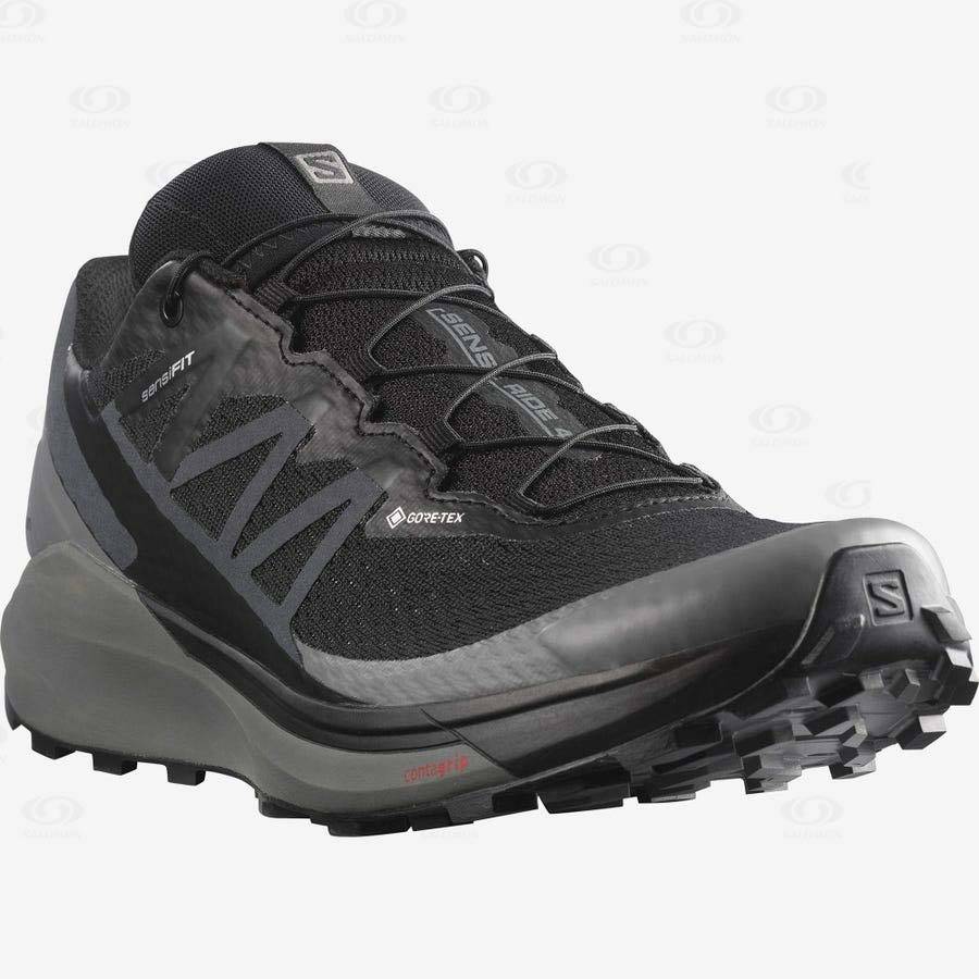 Salomon SENSE RIDE 4 GORE-TEX INVISIBLE FIT Men's Trail Running Shoes Black / Black | AU-M1328