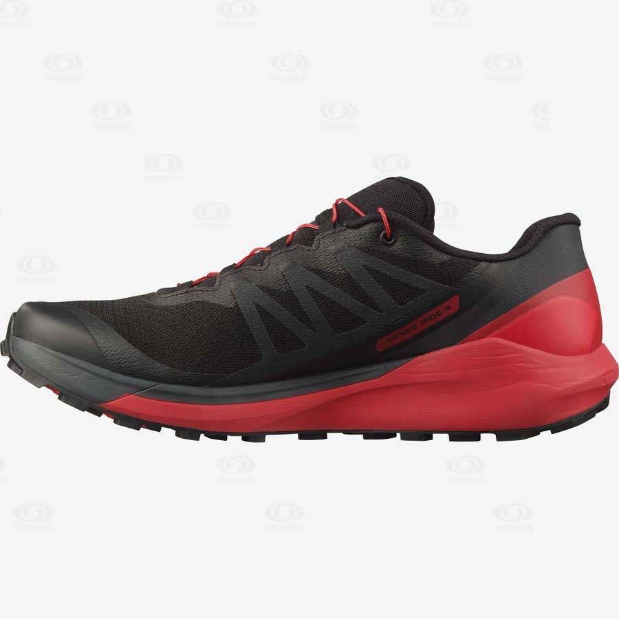 Salomon SENSE RIDE 4 Men's Trail Running Shoes Black / Red | AU-M1174