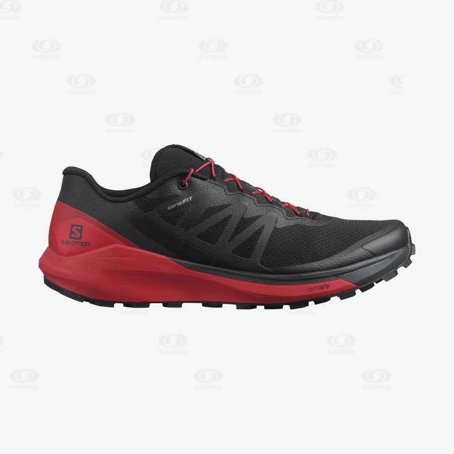 Salomon SENSE RIDE 4 Men\'s Trail Running Shoes Black / Red | AU-M1174