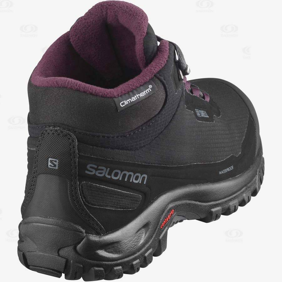 Salomon SHELTER CLIMASALOMON™ WATERPROOF Women's Winter Boots Black | AU-O2379